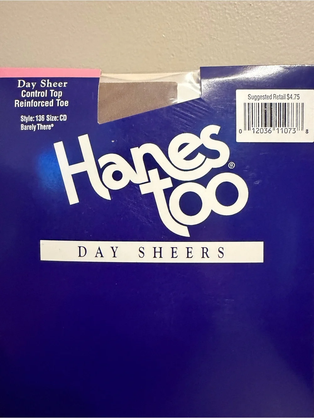 Vintage Hanes Too Day Sheers Pantyhose Size CD Barely There NOS